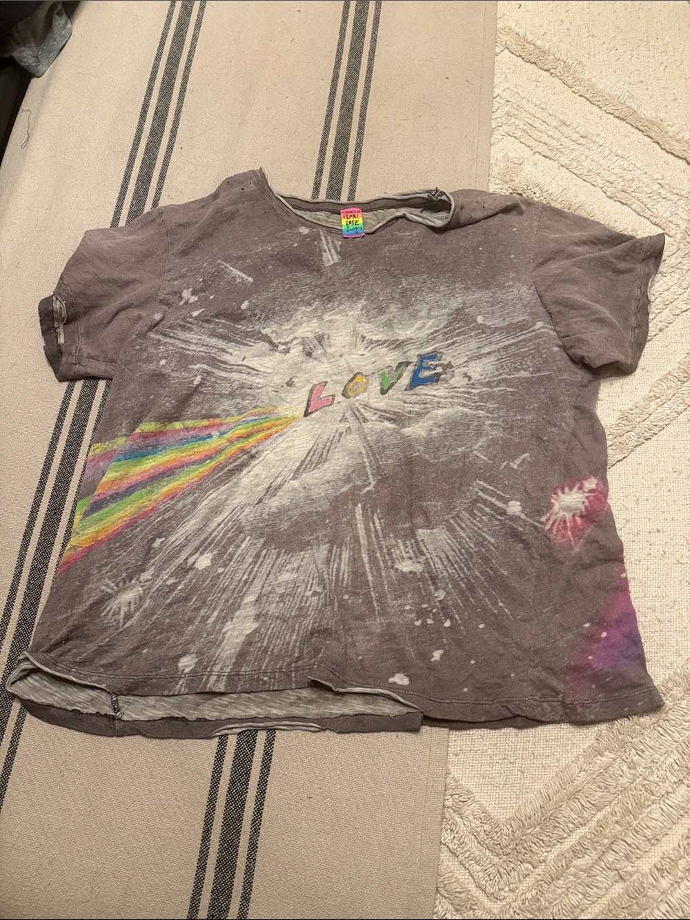Magnolia Pearl Grey 'LOVE' Graphic Tee with Rainbow Accent size is OS